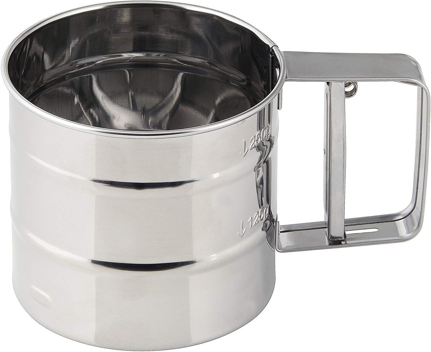 Zenker Einhandsieb PATISSERIE, Küchenhelfer aus hochwertigem Edelstahl, sichere Bedienung mit nur einer Hand, zum Einmehlen der Arbeitsfläche oder Bestäuben von Gebäck, (Farbe: Silber), Menge: 1 Stück