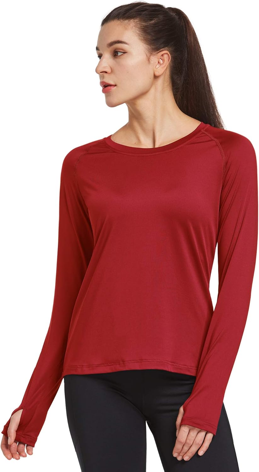 Ogeenier Women's Dri Fit Long Sleeve Running Workout Shirts: Clothing