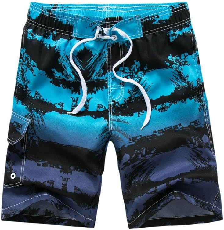 POHOK Men Shorts Stripes Men's Outdoor Casual Five-Pants Hit Color Printing Seaside Quick-Drying Loose Shorts Men