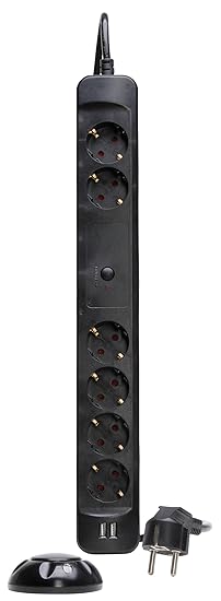 Kopp 228305019 Funk-Steckdosenleiste 6-Fach + USB + ÜSS schwarz