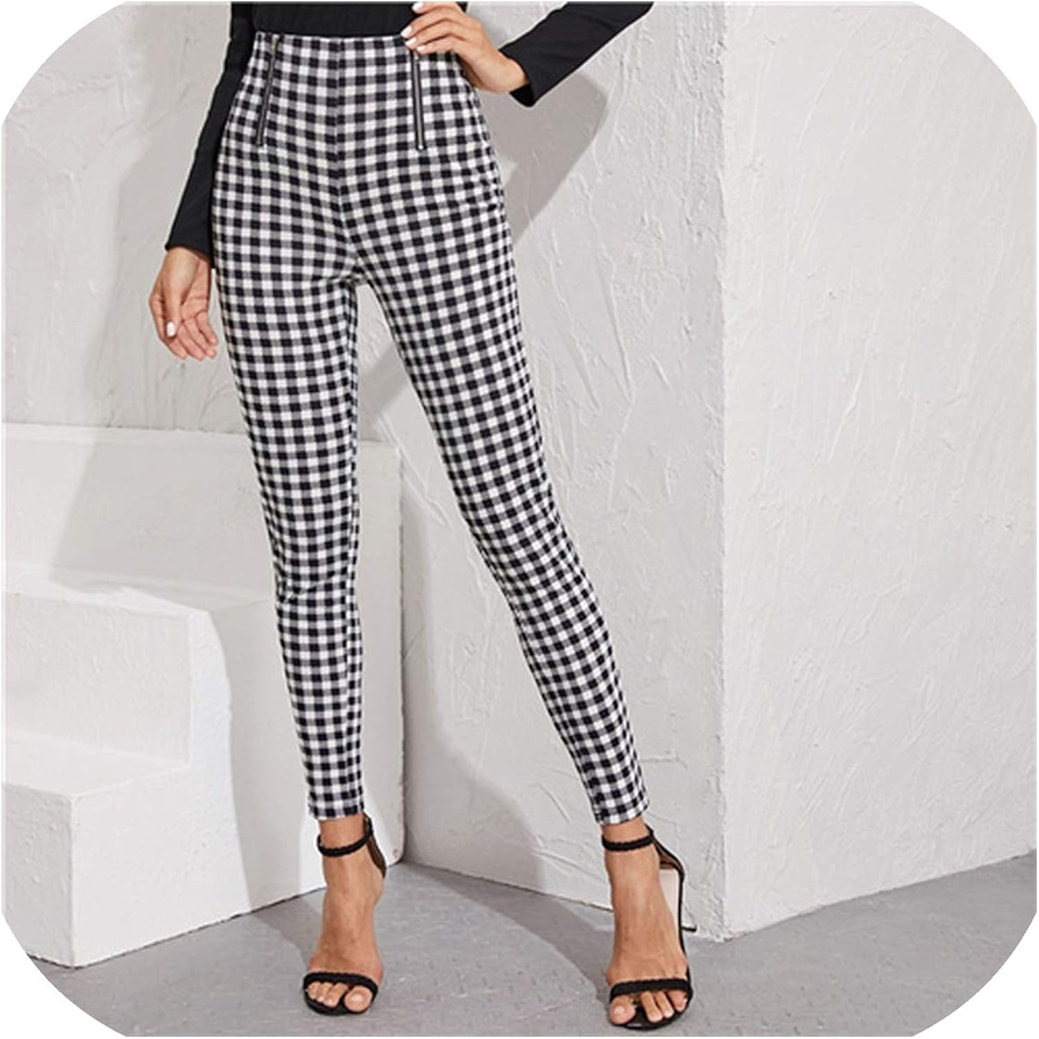 skinny gingham trousers