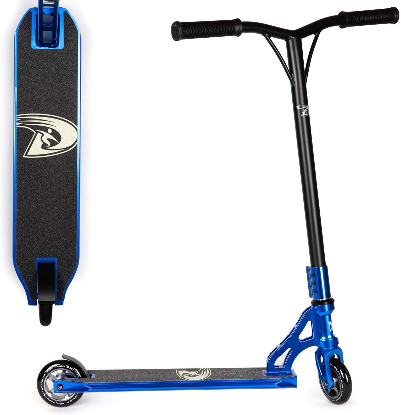 Land Surfer Pro Stunt Scooter with Anodised Aluminium Deck Kick/Push 360 Spin Trick Street