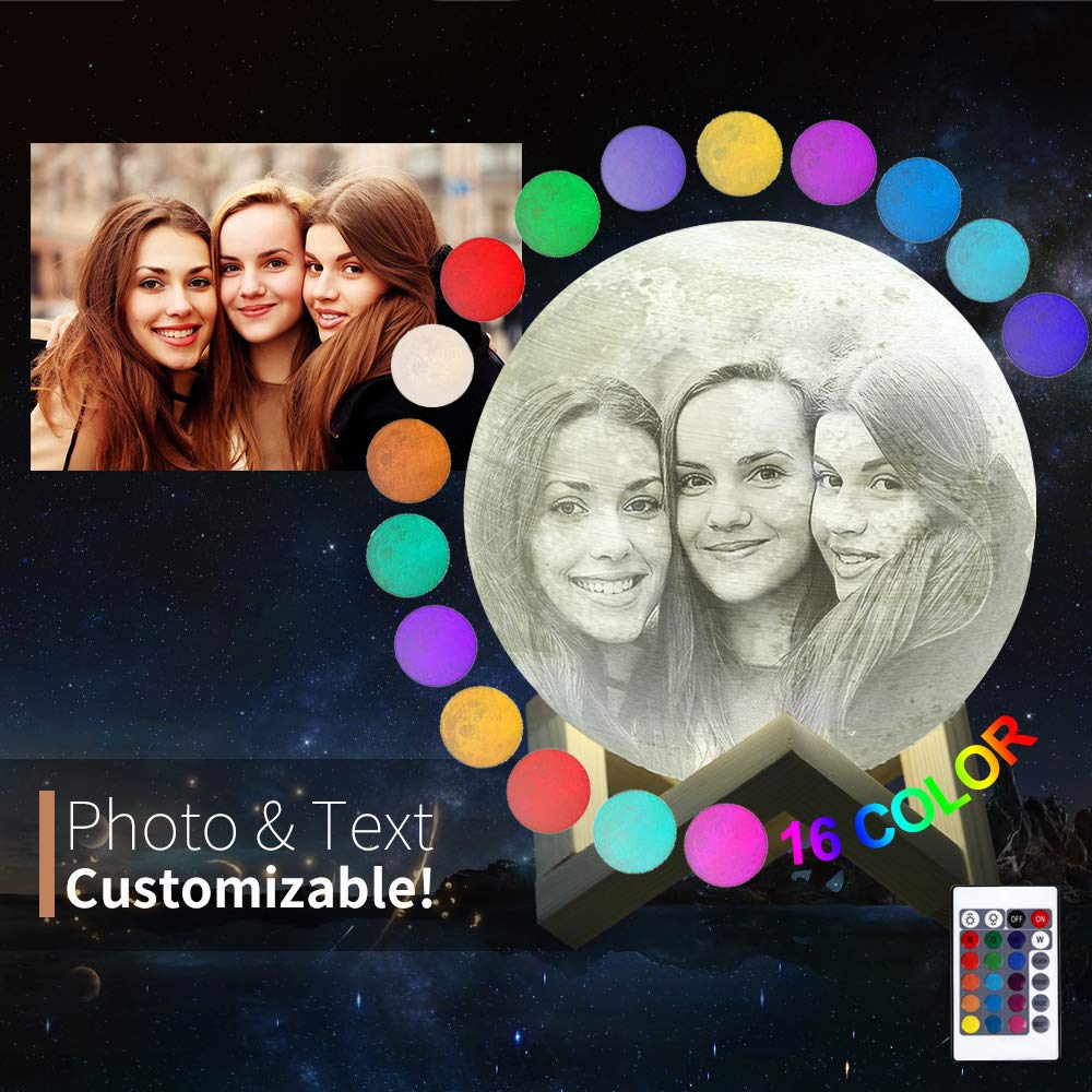 3d Printed Moon Lantern With Stand Personalized Moon Lamp 16 Colours Customizable With Picture Words Engraved As Perfect Gift For Loved Ones 5 9inch 15cm