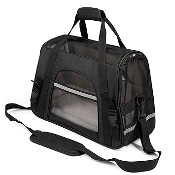 Unibird Dog Carrier Bags Cat Carrier Outgoing Travel Breathable Pets Handbag|Airline Approved Pet Carriers Soft Sided Kennel w/Fleece Bed for Dog and Cat (Black)