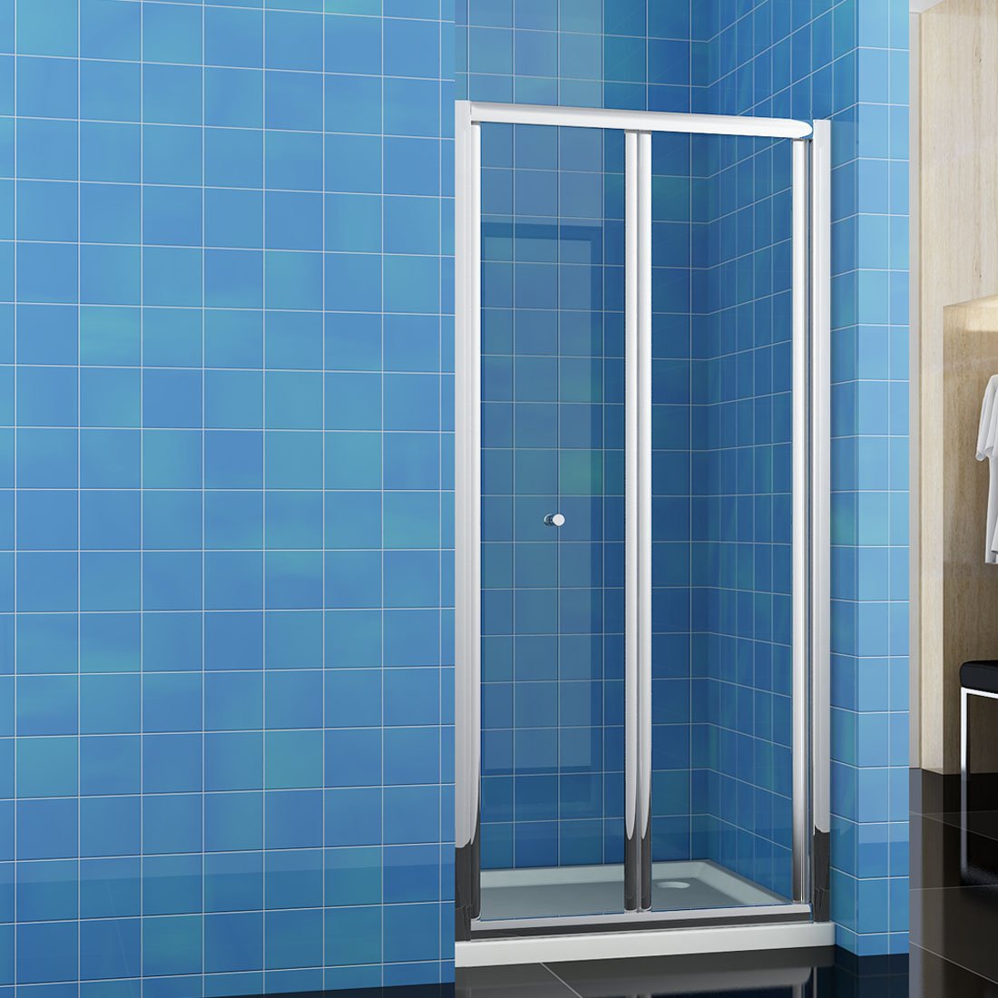 ELEGANT 700mm Bifold Door Shower Enclosure Reversible Folding Shower