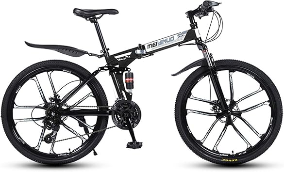 Amazon 折りたたみ自転車 26インチマウンテンバイク 9段変速 十段ギヤ 前後泥除け装備 プロデュアルディスクブレーキ ハンドルの高さ調節できる より快適な乗り心地 黒 Fdqndxf 折りたたみ自転車