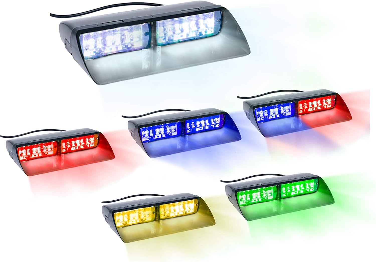 16 LED RGB Multi Color Change Dual Rapid Switch Windshield Emergency Warning Hazard Safety Flashing Strobe - LED Strobe Light Dash Lightboard Window