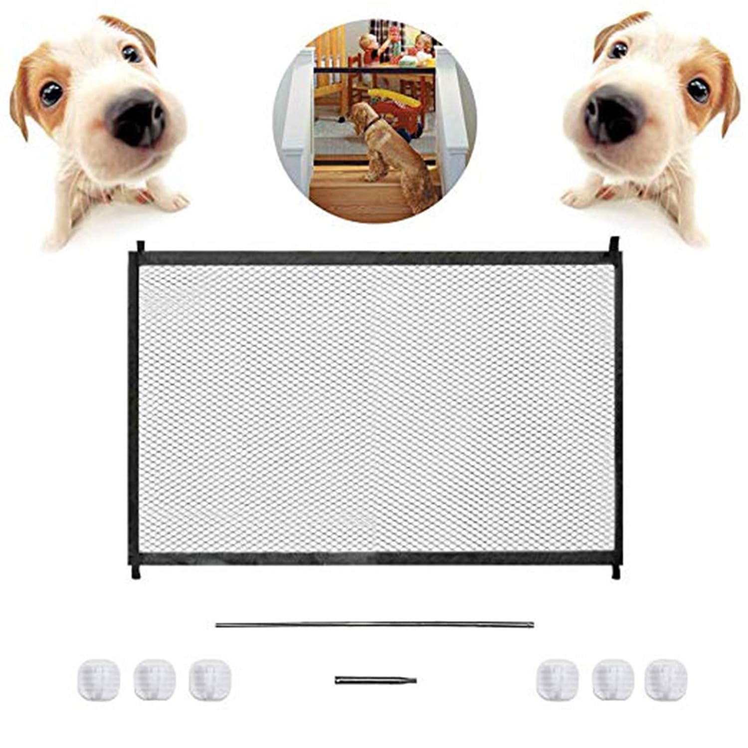 43.3"x28.3"Black Portable Mesh Folding Safety Fence Baby Gate，Magic Pet Gate for The House Providing a Safe Enclosure to Play and Rest, Dog Gate Isolated Gauze Indoor and Outdoor Safety Gate : Baby