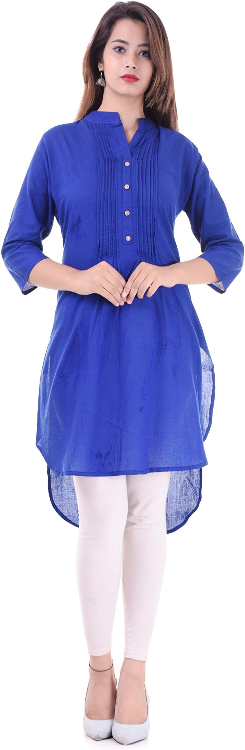 Ramkudi Indian Women's Plain Cotton Kurti Top