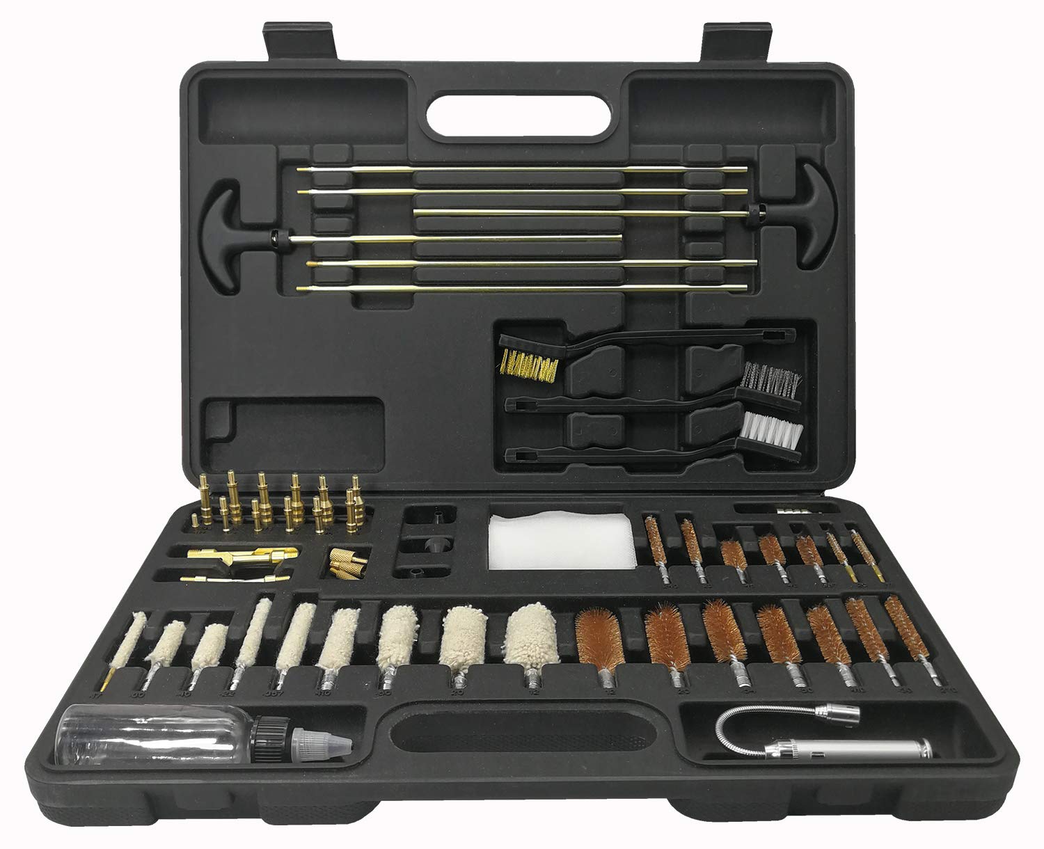 PORMUCAL Universal Cleaning Kit for All Guns Hunting Rifle Shot Gun Handguns in Hard Case All Calibers Gun Cleaning Kit with LED Bore Light