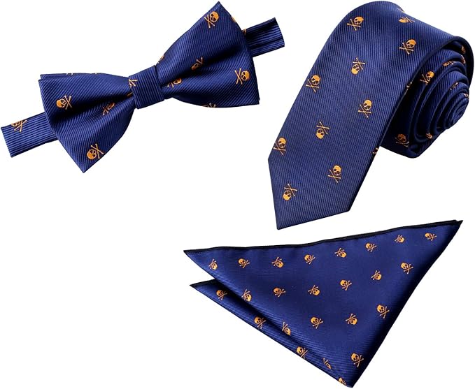 Alizeal Calavera-Corbata,Pajarita y Pañuelo para Hombre