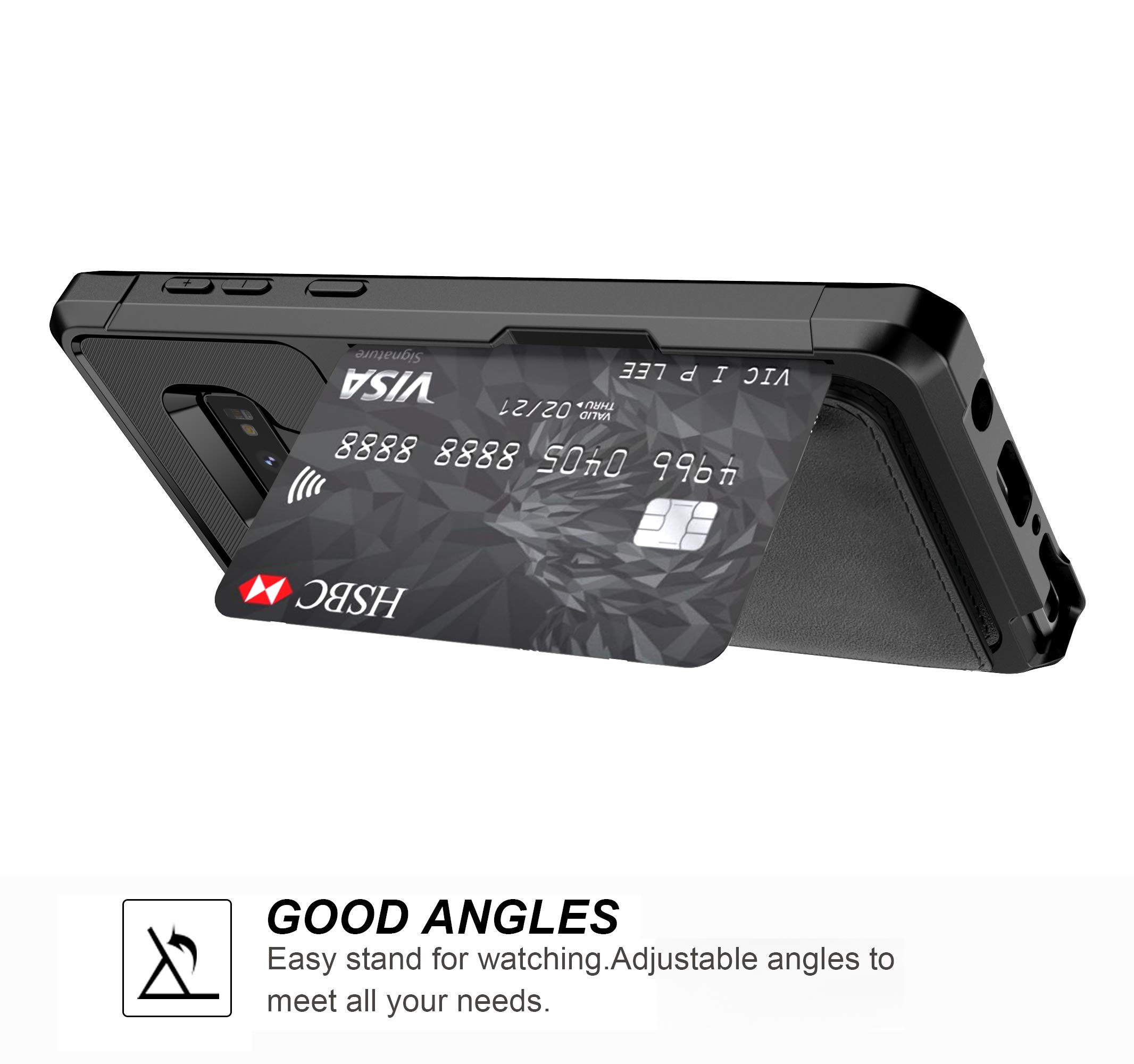 Galaxy Note 9 Wallet Case, Sumsung Note 9 Flip Leather Kickstand Fit Magnetic Wireless Car Charger Mount Slim Durable Shockproof Protective Card Slots Holder Case Cover (Black)