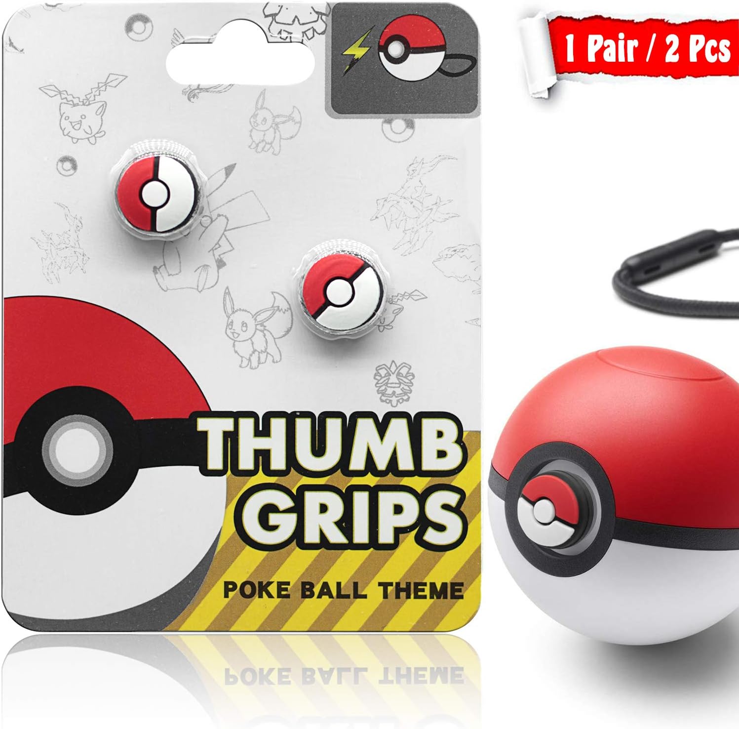 Quartet trade [1 Pair / 2 Pcs] Controllers Silicone Analog Thumb Grip Stick Cover, Game Remote Joystick Cap for Nintendo Poké Ball Plus