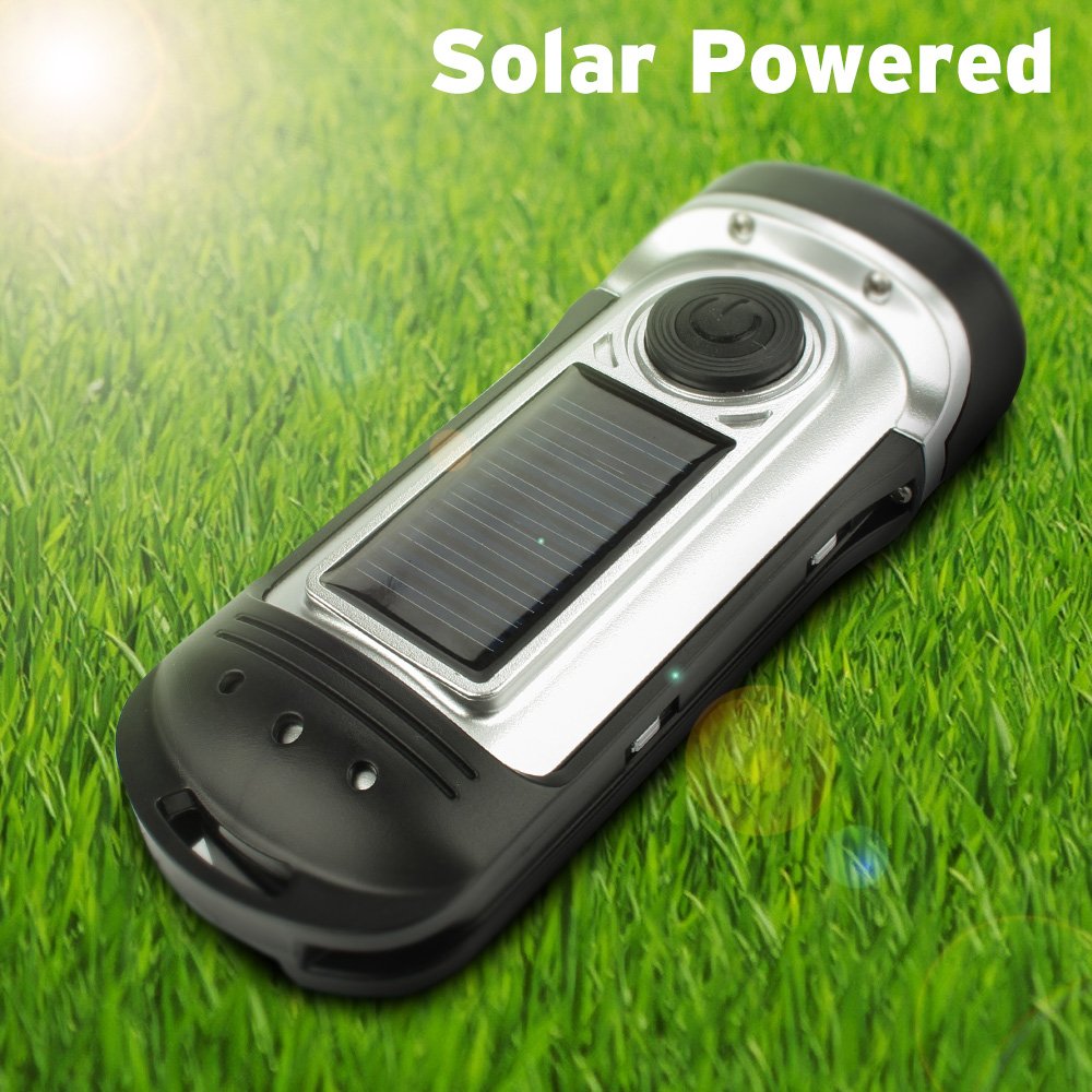 Thorfire Solar Flashlight Hand Crank Solar Powered Rechargeable