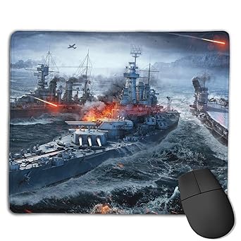 Mouse Pad Sarships Naval Sea Battle Rectangle Rubber Mousepad 8.66 X 7.09 Inch Gaming Mouse Pad with Black Lock Edge