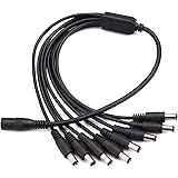 WildHD Camera Power Splitter Cable 1 Female to 8 Male Power Supply Wire Cord Y Adppter for CCTV Security Cameras and LED Strip Lights