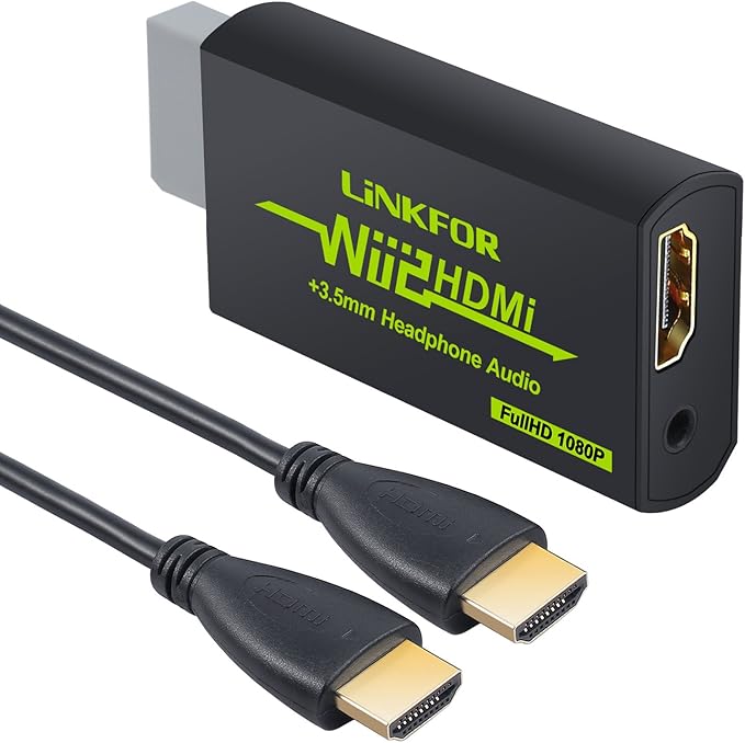 LiNKFOR Wii to HDMI converter With 3ft HDMI Cable Wii to HDMI Adapter