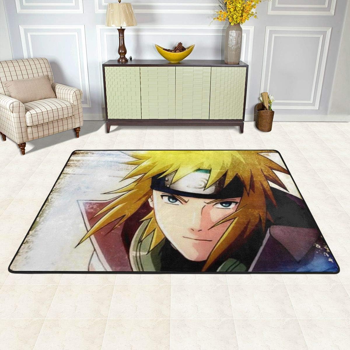 Amazon Com Ultra Soft Area Rug 72 X 48 Anti Skid Hypoallergenic Anime Naruto Minato Namikaze Cool As Always Hippie Throw Rugs Carpet For Study Room Boys Room Toilet Winter Decor Kitchen Dining