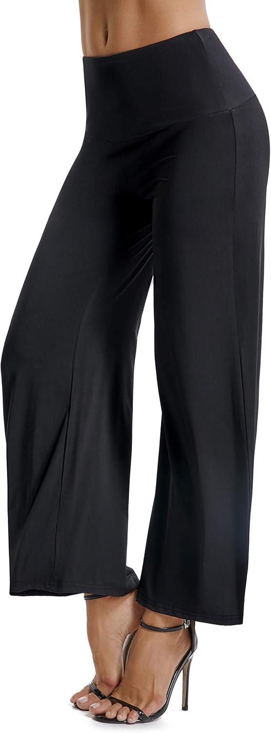 FITTOO Pantalon Yoga Femmes à Bas Evasé Large Jambe Yoga Pants Taille
