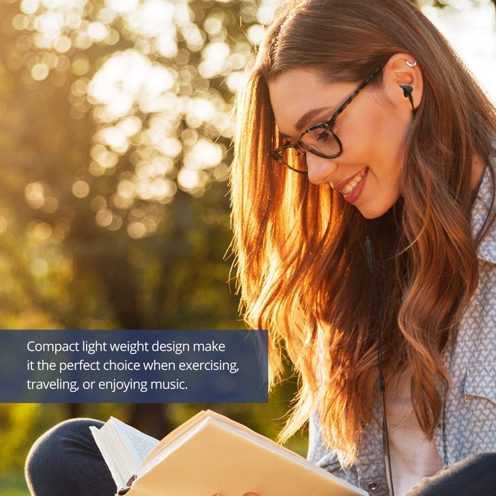 Wired Earphones, Adorer EM10 Powerful Bass in Ear Headphones with Microphone and Volume Control, Noise Isolating Earbuds - Black