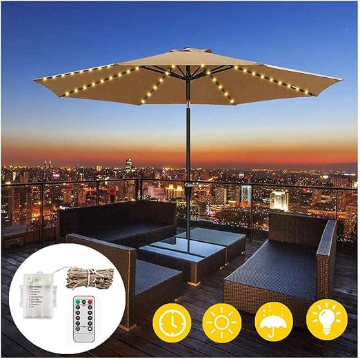 Amazon Co Jp Patio Umbrella Lights Parasol Lights 8x13 Led 130cm 8 Bright Lighting Mode Umbrella String Lights Lamp Garden Umbrella Lamp Waterproof Outdoor Lamp Home Kitchen