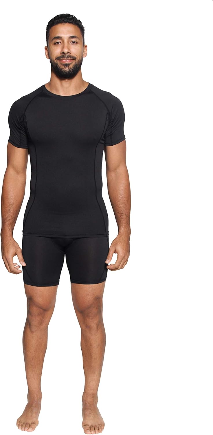 5 Pack: Men's Short Sleeve Compression Shirt Base Layer Undershirts Active Athletic Dry Fit Top at  Men’s Clothing store
