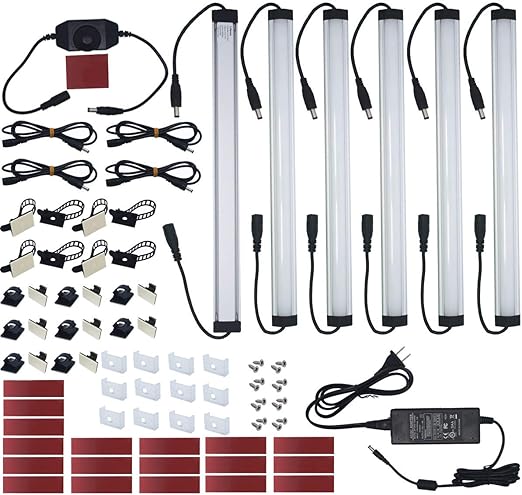 Litever Led Under Counter Lighting Fixtures Plug In 6 Pcs 12 Inches Light Bars Daylight White 5000k 31w 2000 Lumen Super Bright Easy Installation For Kitchen Counter Cabinet 6 Bars Kit 5000k Amazon Com