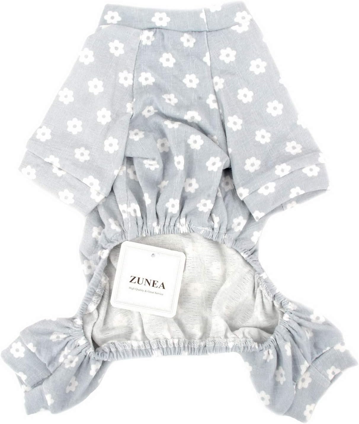 Zunea Small Dog Daisy Jumpsuit Pajamas Adorable Flowers Cotton Overalls Pjs Puppy Girl Sleeping Clothes Shirt with Pant Pet Doggie Cats Four Legs Pyjamas for All Season Blue S - Image 5