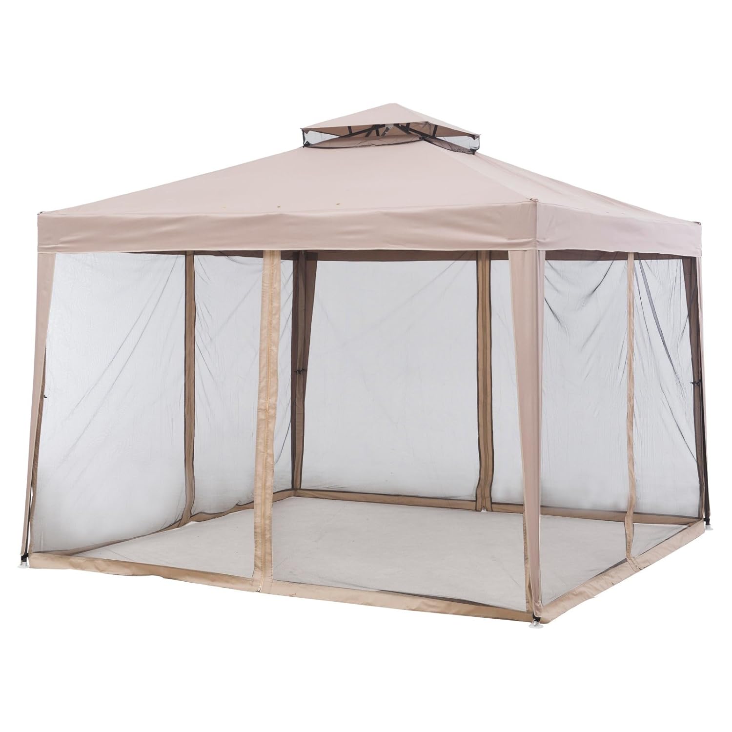 Sunjoy 10x10 Hampton Soft Top Steel Gazebo With Netting