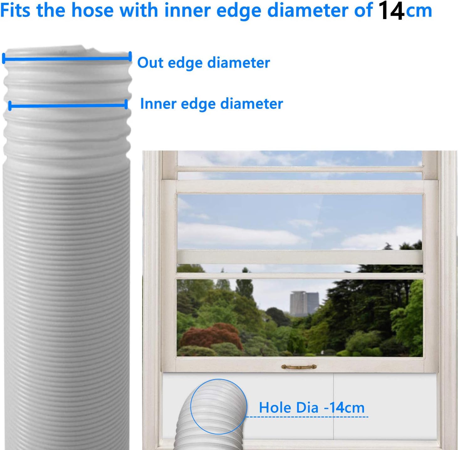 Jeacent Window Seal Plates Kit for Portable Air Conditioners, Plastic AC Vent Kit for Sliding Glass Doors and Windows - Adjustable Length Panels for Exhaust Hose of 6” Diameter: Home & Kitchen