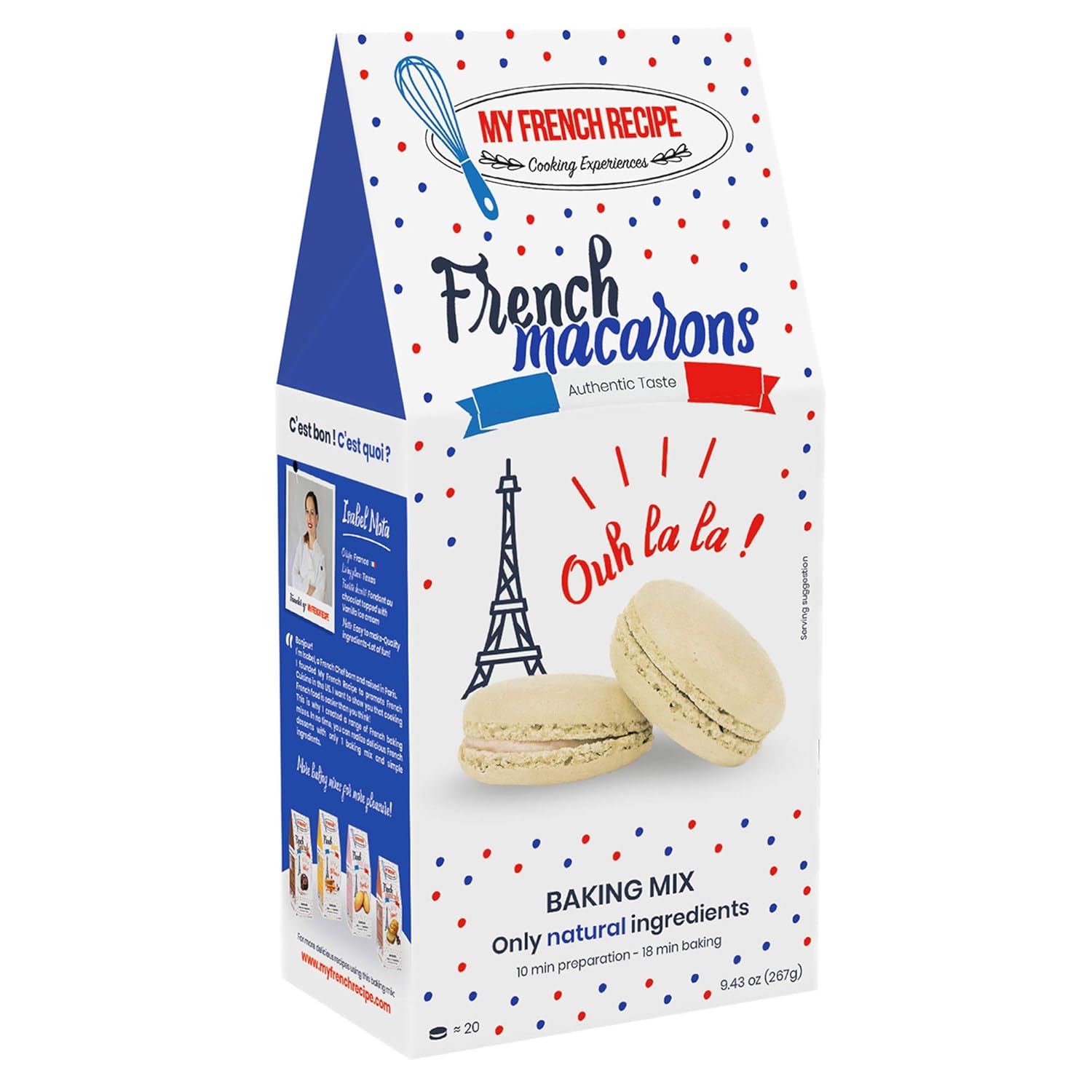 French Macaron Baking Mix - 100% Naturally gluten free mix for French macaron - For small gifts or bake at home with a cake baking mix - Gourmet French food
