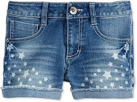 star print denim shorts