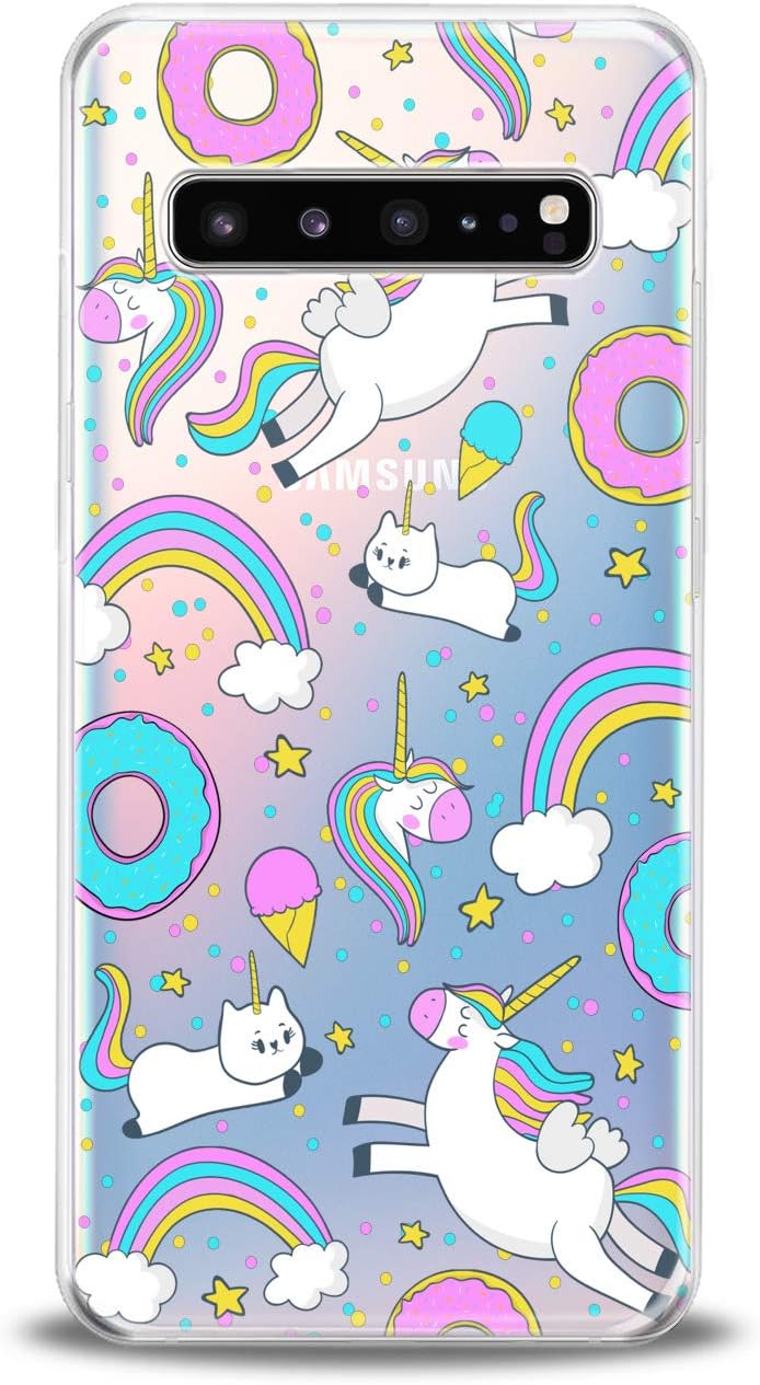 Lex Altern TPU Case Compatible for Samsung s21 Ultra s20 FE S10 Plus Note 10 s9 s8 Smooth Food Donut Lightweight Girls Blue Soft Slim fit Clear Cutie Pink Print Ice Cream Design Cover Unicorn Teen