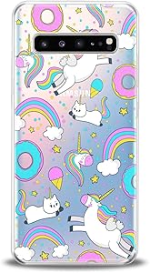 Lex Altern TPU Case Compatible for Samsung s21 Ultra s20 FE S10 Plus Note 10 s9 s8 Smooth Food Donut Lightweight Girls Blue Soft Slim fit Clear Cutie Pink Print Ice Cream Design Cover Unicorn Teen