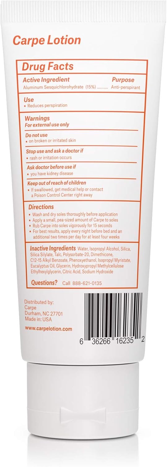 Carpe Antiperspirant Foot Lotion Package Deal (3 Foot Tubes Bundle and Save), Stop Sweaty, Smelly Feet, Help Prevent Blisters, Dermatologist-Recommended: Health & Personal Care