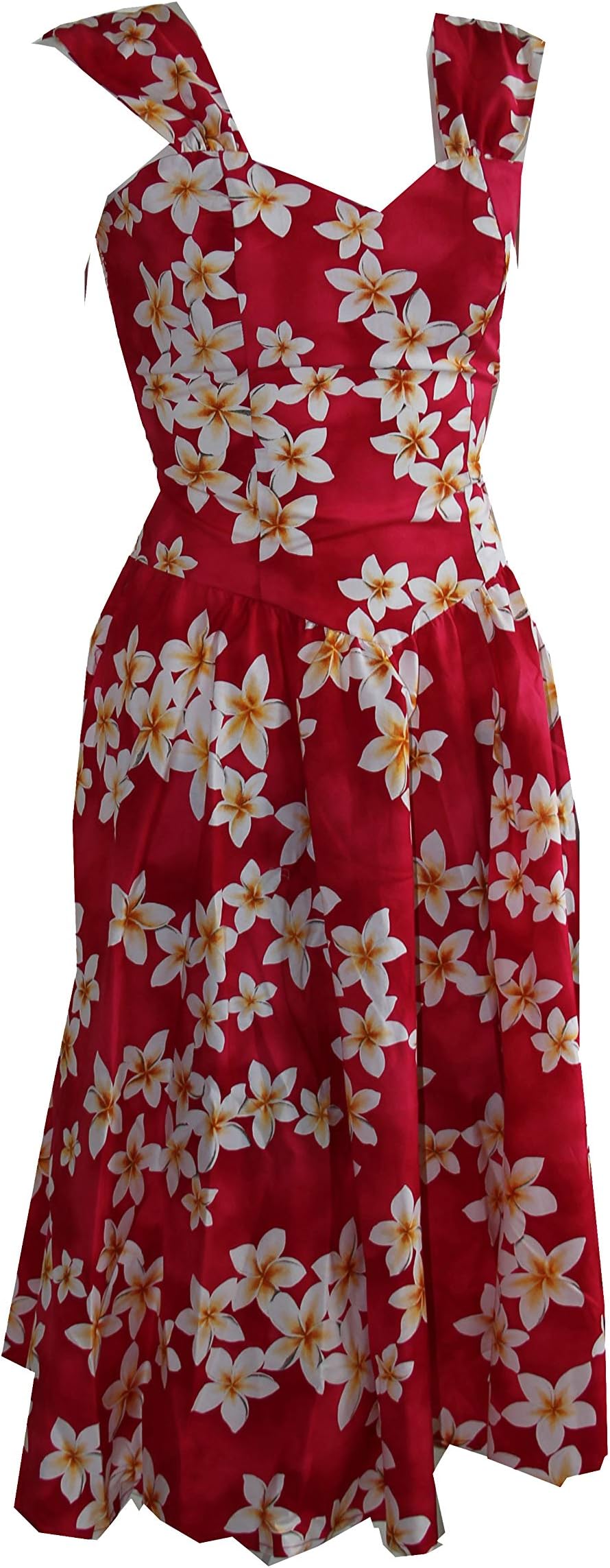 Women's Red Plumeria Luau Cruise Hawaiian Sundress