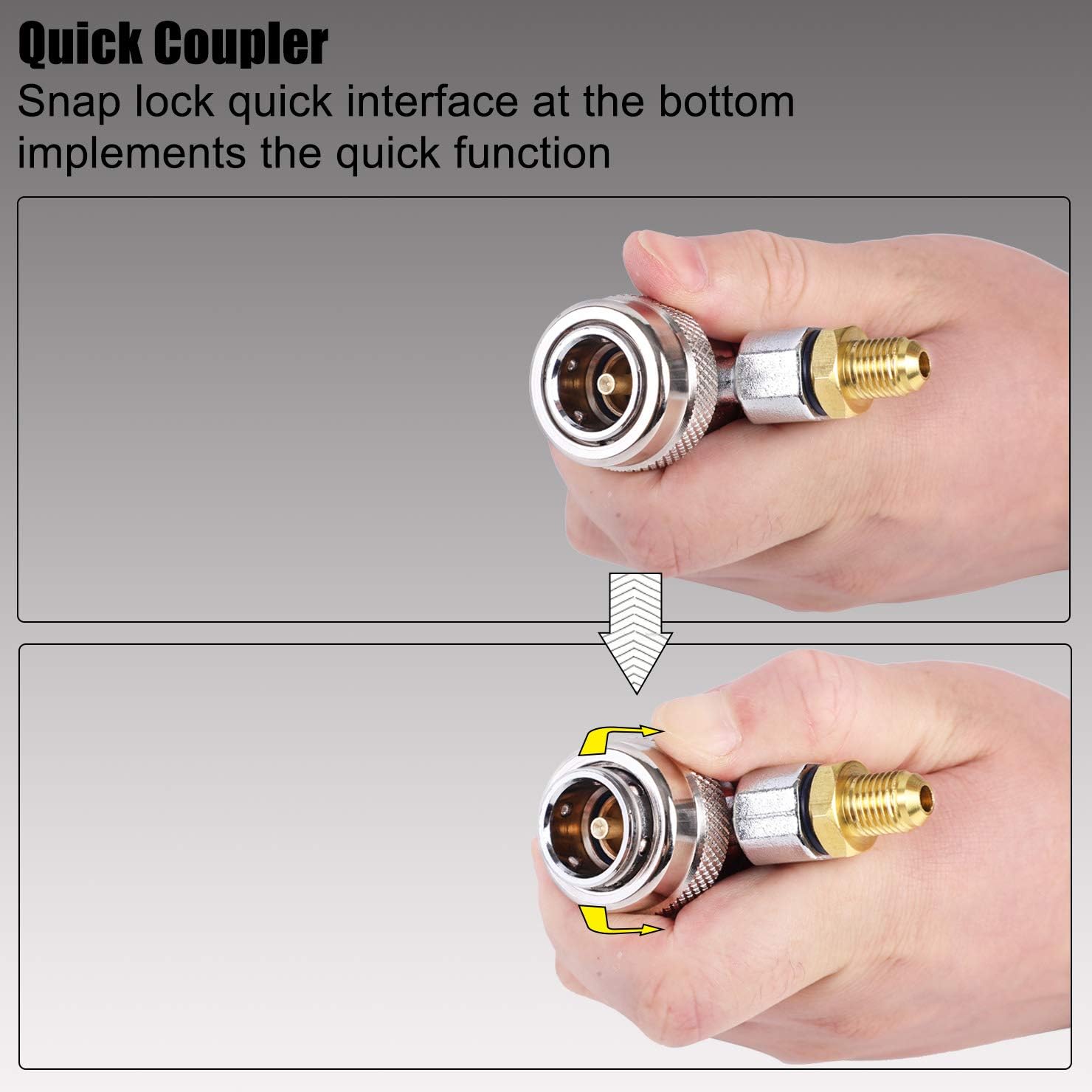 YSTOOL Automotive AC R134a Adjustable Quick Coupler Kit HVAC High Low Connector Conversion with 1/4 inch SAE Male Flare Adapter Work with Standard Auto Air Conditioner Manifold Gauge: Automotive