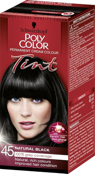 Poly Color Permanent Cream Color Tint 45 Natural Black 100 Grey