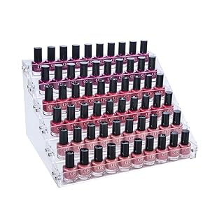 Gospire 66 Bottles of 6 Tier Acrylic Nail Polish Ink Rack Display Rack Stand Holder Jewelry Makeup Organizer