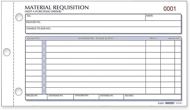 Amazon Com Rediform Material Requisition Book Carbonless 2 Part 4 25 X 8 5 Inches 50 Forms 1l114 Forms Envelopes Office Products
