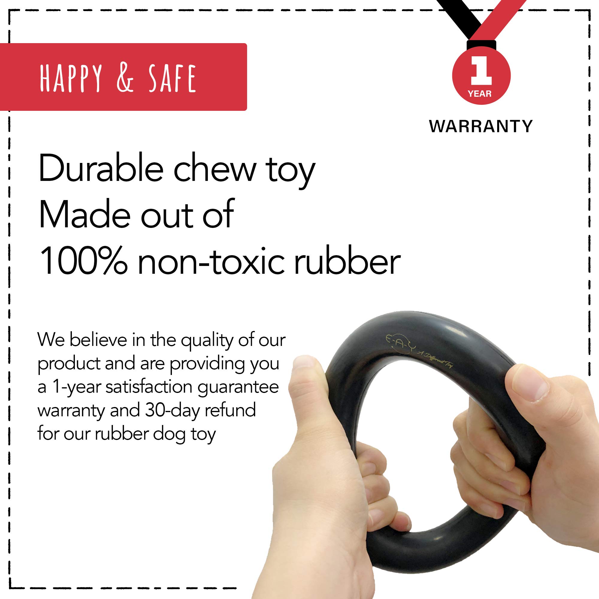 E-A-Y Dog Toys for Aggressive Chewers - Durable Chew Toy - Rubber Chew Toy for Dogs & Puppies & Tough Strong Durable Natural Rubber - 100% Safe & Non-Toxic & Stylish Gift Box !!!