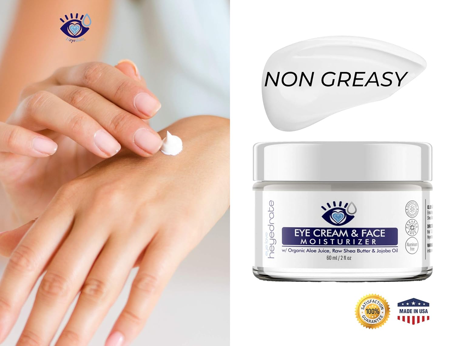 heyedrate eye cream and face moisturizer