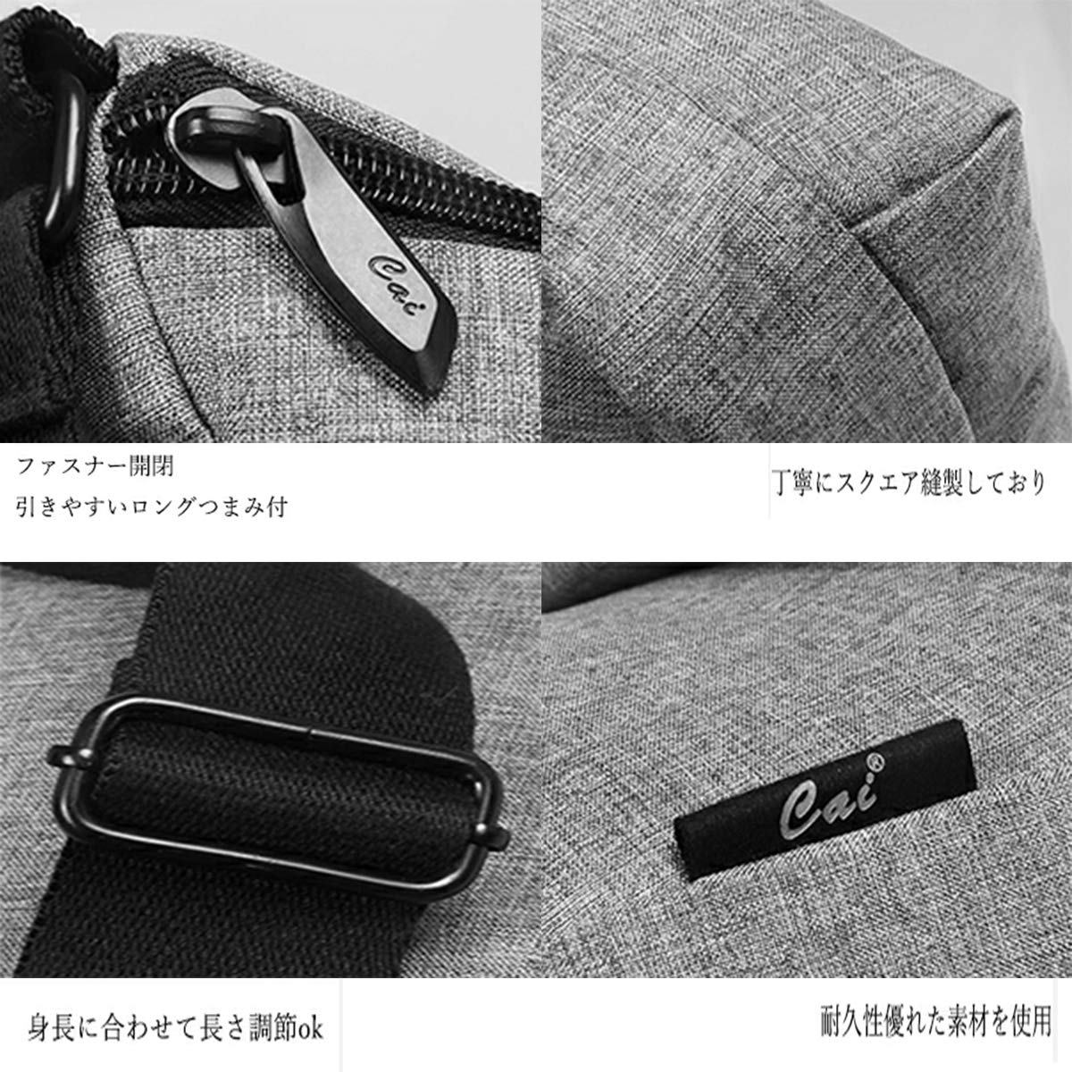 メンズ 防水 口折れバッグ ビジカジ メッセンジャーバッグ（silver grey）