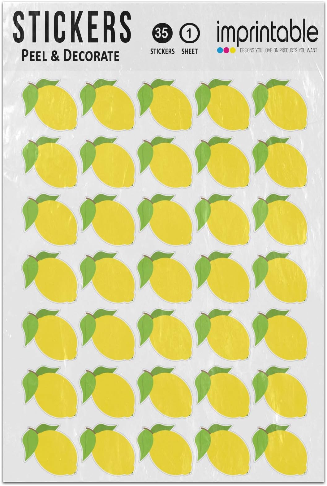 Imprintable Emoji Lemon Sticker Sheet 35 Stickers