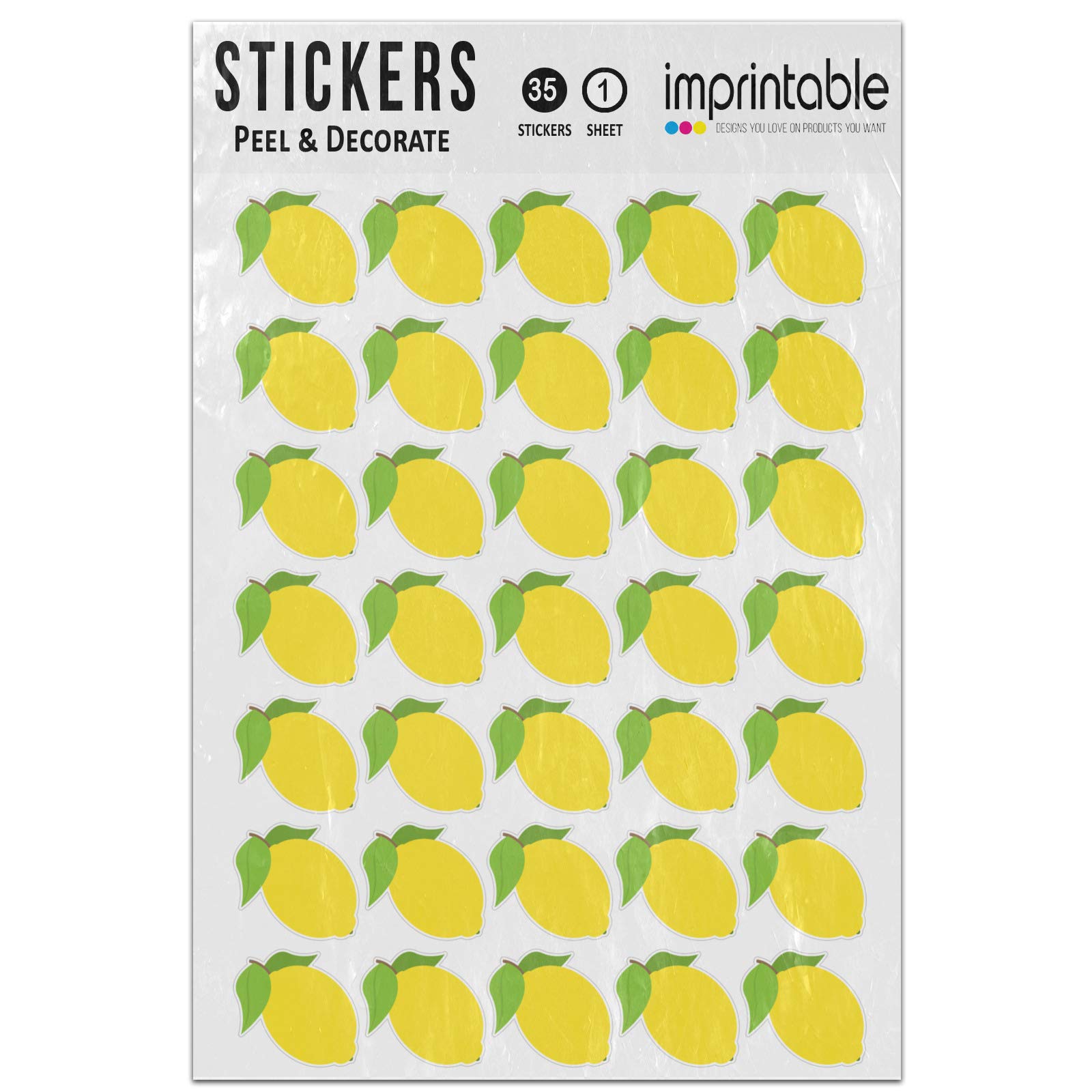 Imprintable Emoji Lemon Sticker Sheet 35 Stickers