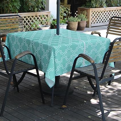 Iisutas Outdoor Patio Tablecloth With Umbrella Hole And Zipper