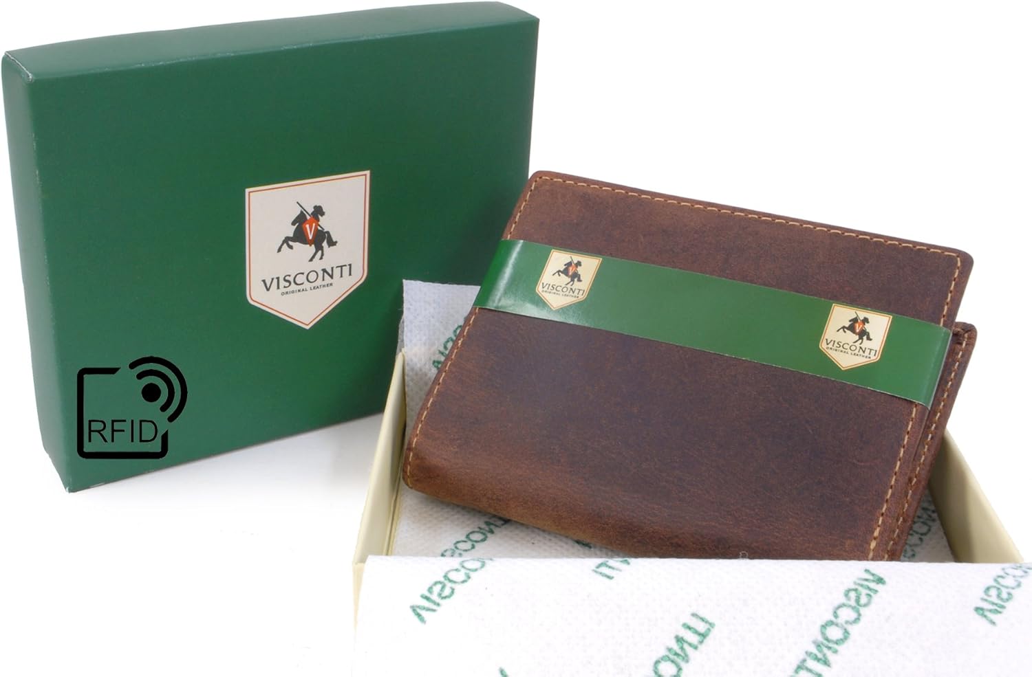VISCONTI, Men's Small Bifold Leather Wallet, RFID Protected, 6 Credit Card Slots, Note Section & Coin Pocket, Gift Boxed - Image 5