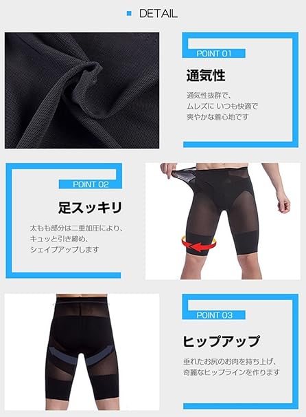 Amazon Jcl 加圧スパッツ ヒップアップ お腹 太もも 引き締め ガードル 加圧下着 骨盤矯正 ダイエット インナー骨盤パンツ 補正下着 男性用 メンズ コンプレッションショーツ 通販