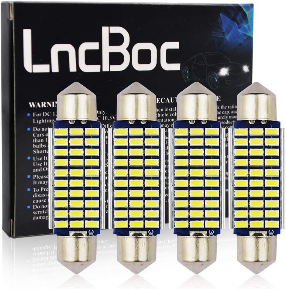 LncBoc 42mm 1.65'' Festoon LED C5W Bulbs 30SMD 3014 LED White