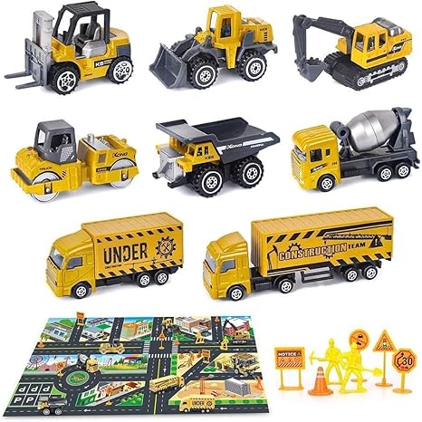 Amazon Co Jp おもちゃの車1 64ミニ建設トラックセット掘削機ミキサーコンテナトラックモデルダイカスト車サンドピットゲームボーイおもちゃの 車とトラック ホーム キッチン